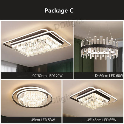 DecorBites™ Crystal Industrial Pendant Chandelier Set for Modern Living Room and Bedroom Decor