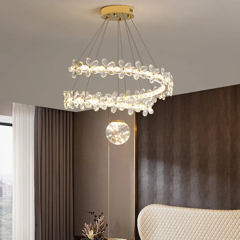 Gold Crystal Spiral Chandelier Type-A D80cm