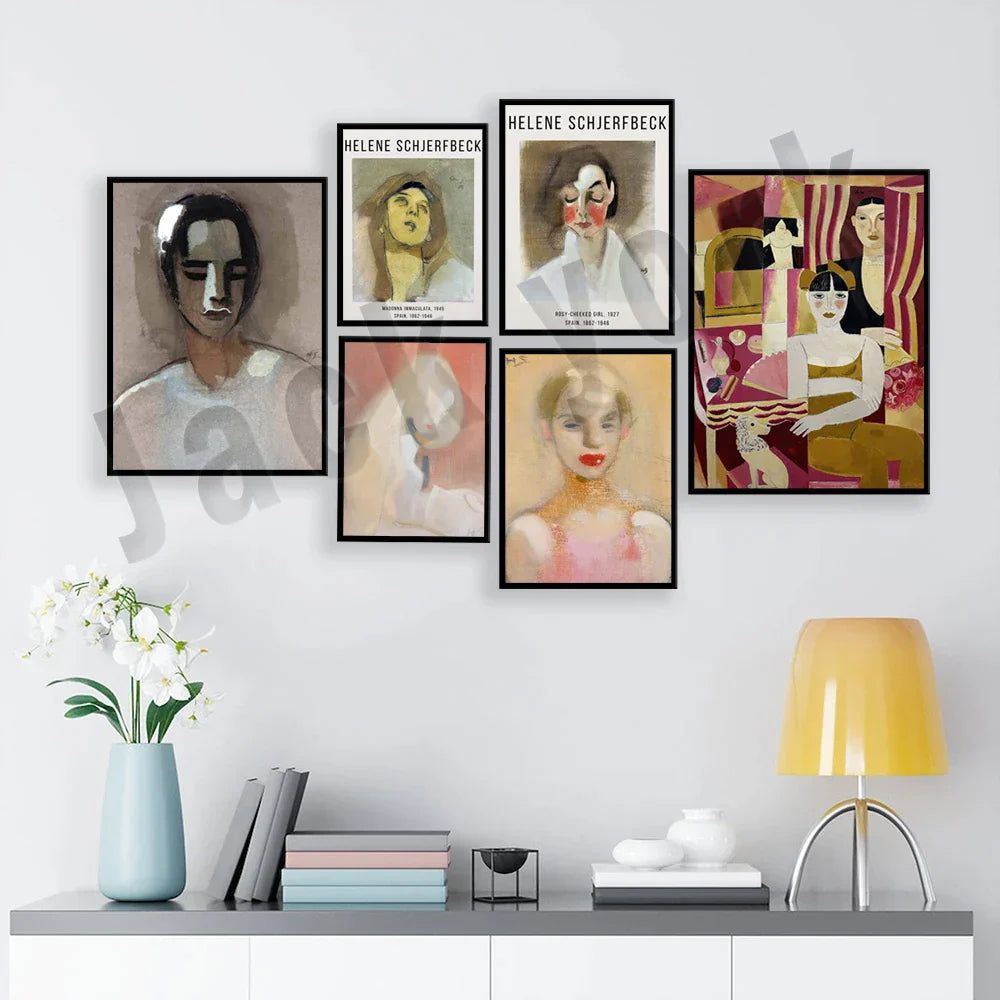 Decorbites™ Abstract Vintage-Ausstellungsplakat-Set - Helene Schjerfbeck, Zirkusmädchen, Blondes Mädchen