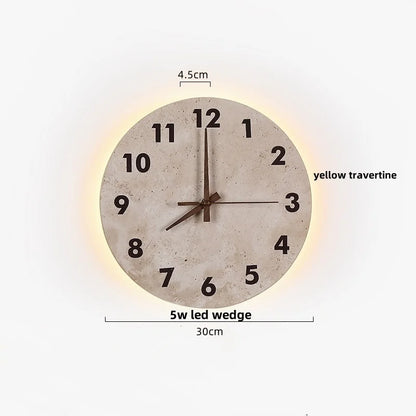 DecorBites™ LED Stone Clock Wall Lamp Sconce, Modern Nordic Yellow Cave Bathroom Mirror Light