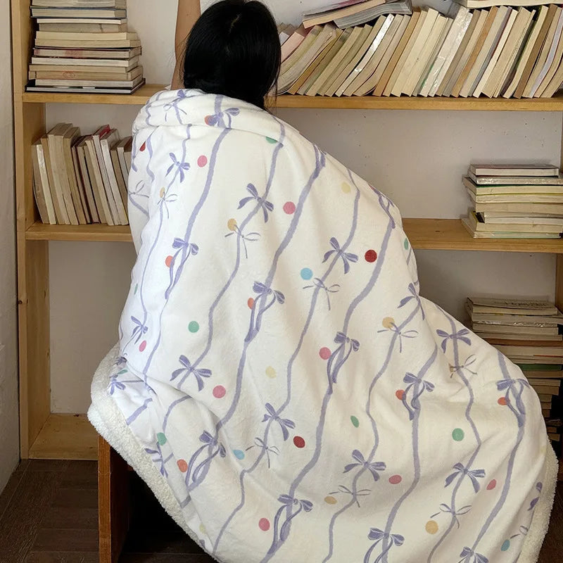 DecorBites™ Korean Cartoon Plush Blanket, Soft Nap Sofa Cover for Home Dormitory