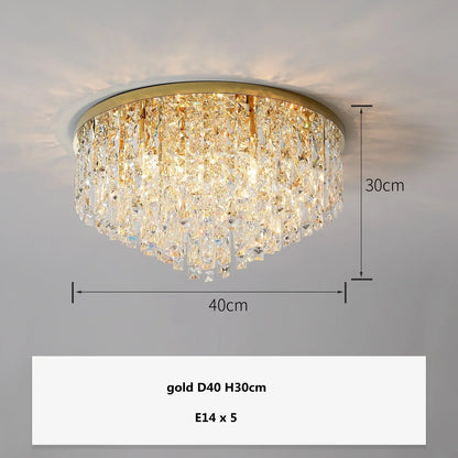 DecorBites™ Crystal Steel LED Ceiling Chandelier, Modern Art Deco Lighting Fixture