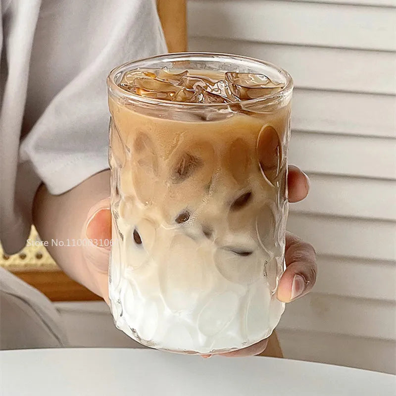 DecorBites™ Glass Cafe Coffee Cup Water Cup Iced Latte Americano Juice Glass