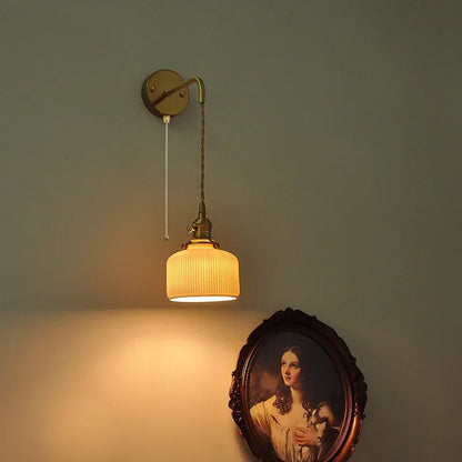 Aplique de pared DecorBites™ de cerámica y cobre con interruptor de cadena, bombilla LED E27, diseño nórdico moderno