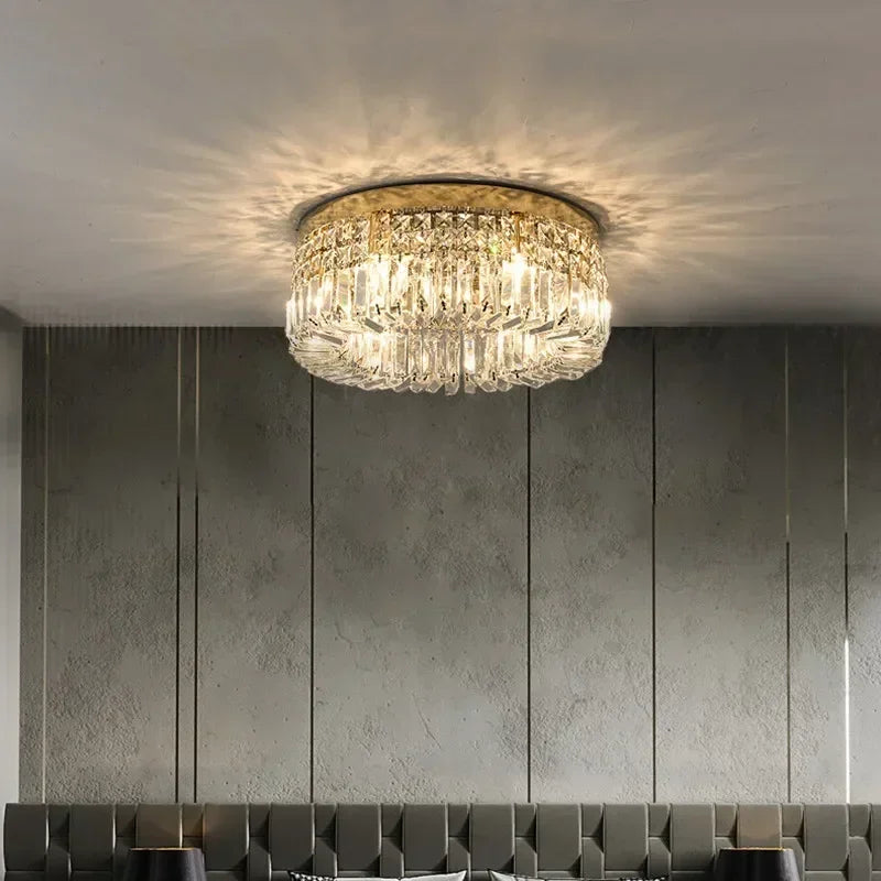 DecorBites™ Crystal LED Ceiling Light Chandelier for Bedroom, Modern Round Indoor Lighting