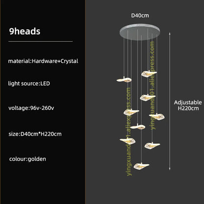 Lámpara de araña de cristal DecorBites™ para escalera: Iluminación moderna de lujo nórdico para salón