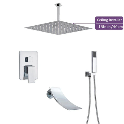 مجموعة صنبور دش مطري كبير من DecorBites™ مقاس 16 بوصة مع دش يدوي وصنبور نحاسي