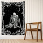 Decobites Lovers Skull Tapestry Wall Hanging Black White Romantic Skeleton Home Decor