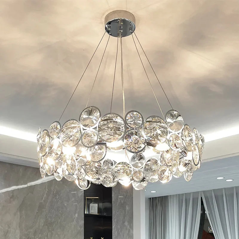DecorBites™ Crystal Ring Chandelier Chrome Ceiling Pendant Light
