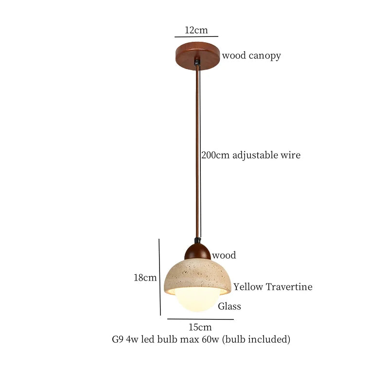 Lámpara colgante LED DecorBites™ de travertino negro - Decoración nórdica moderna para el hogar