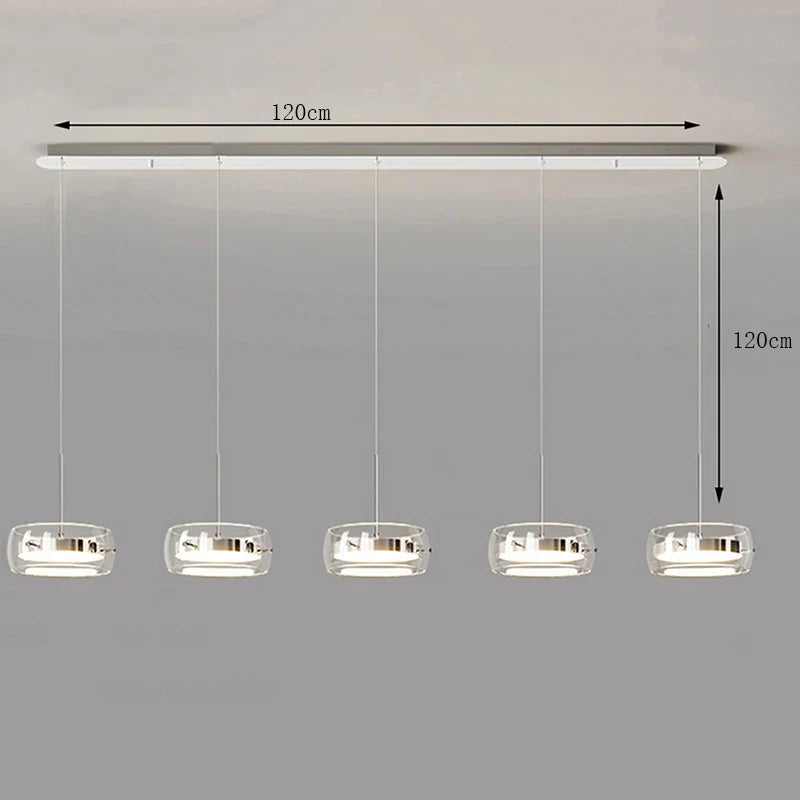 Modern Glass Ring Pendant Light in Iron