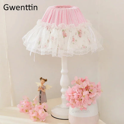 DecorBites™ Korean Lace Princess Table Lamp for Kids Room, Bedroom, Bedside - Modern Light
