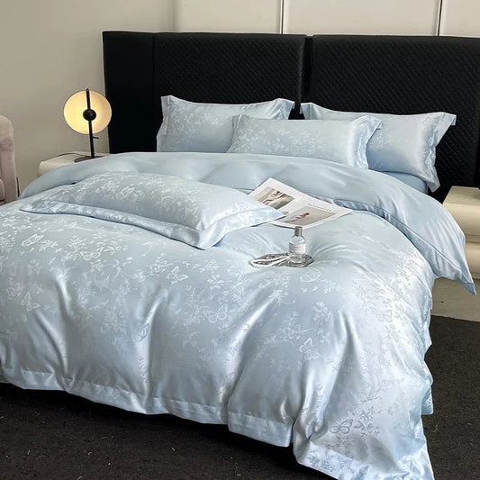DecorBites™ Ice Silk Jacquard Bedding Set - Luxury Comforter Cover, Soft & Cozy, Queen/King