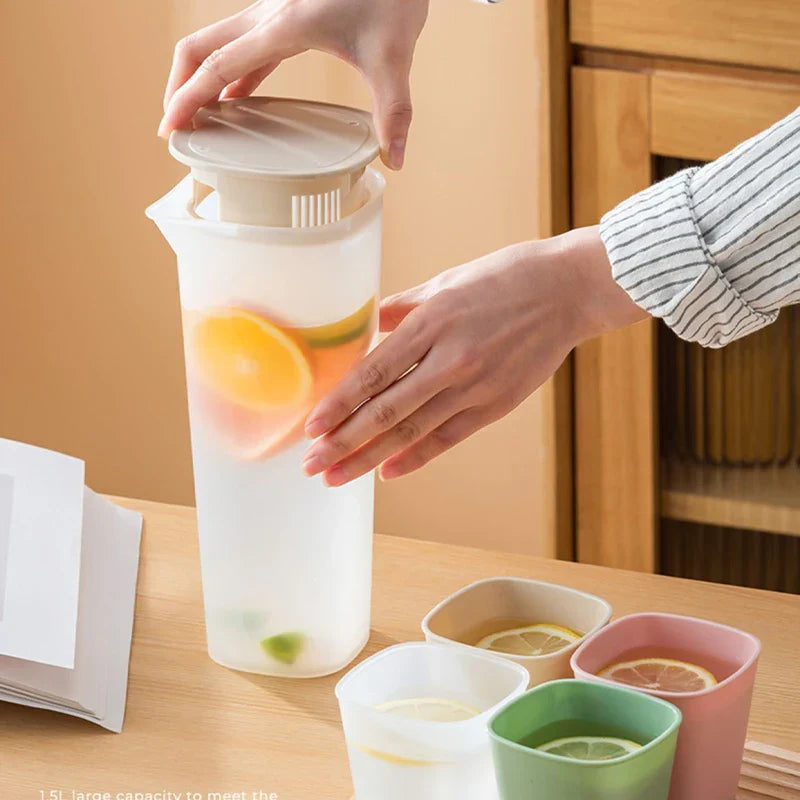 DecorBites™ Large Capacity Cold Water Bottle for Lemon Tea, Half Transparent, Low Temperature Resistant