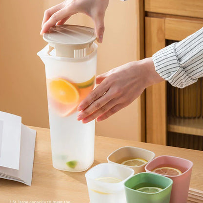 DecorBites™ Large Capacity Cold Water Bottle for Lemon Tea, Half Transparent, Low Temperature Resistant