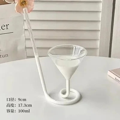 DecorBites™ Heart Love Glass Mug Set - Couple Cups, Bird & Cocktail Glass Tea Coffee Cup