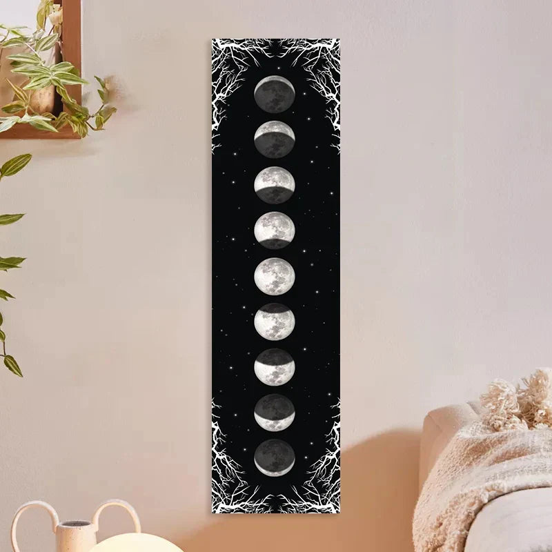 Decobites Moon Phase Tapestry: Black & White Sky Wall Hanging & Bohemian Home Decor