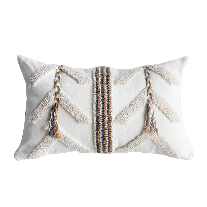 DecorBites™ Lace Tassel Cushion Tufted Sofa Pillowcase for Office Chair Pad