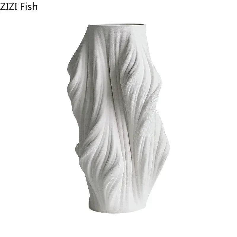 DecorBites™ Ceramic Vase with Artificial Flowers for Desk Decoration and Room Aesthetics