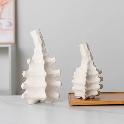 DecorBites™ Ceramic Vase with Irregular Geometry and Skeletal Lines for Home Decor