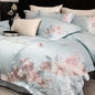 Decobites Luxury Flowers Embroidery Bedding Set 600TC Egyptian Cotton Duvet Cover Queen King Size