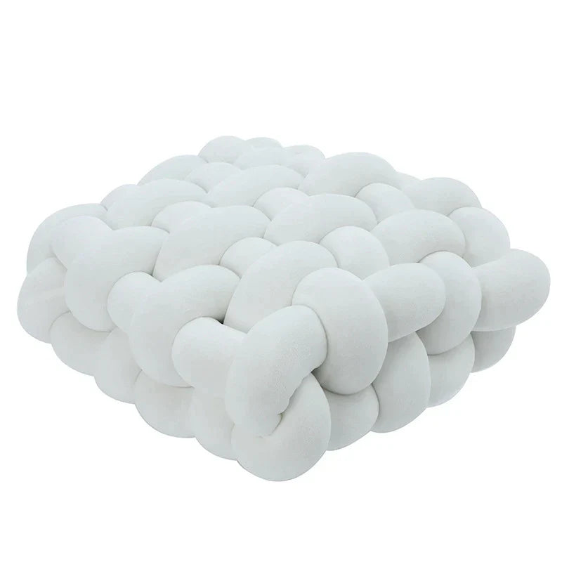 DecorBites™ Knot Square Pillows: Handmade Decor for Living Room, Bedroom, Office in Grey