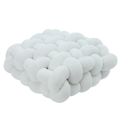 DecorBites™ Knot Square Pillows: Handmade Decor for Living Room, Bedroom, Office in Grey