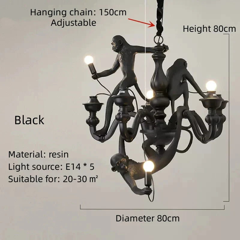 Lámpara colgante DecorBites™ 3 Monos - Resina blanca y negra - Decoración LED de alta gama para interiores
