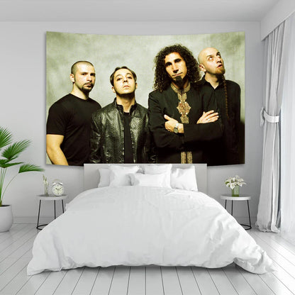 Decobites System Of A Down Rock Band Tapestry - Bohemian Room Decor Polyester Banner