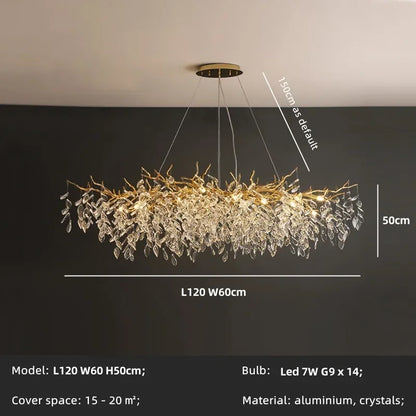 DecorBites™ Crystal Chandelier: Gold Branch Lustre Pendant Light for Dining Room