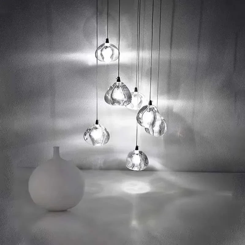 DecorBites™ Crystal LED Chandelier Water Droplet Design Luxury Ball Hanging Lamp
