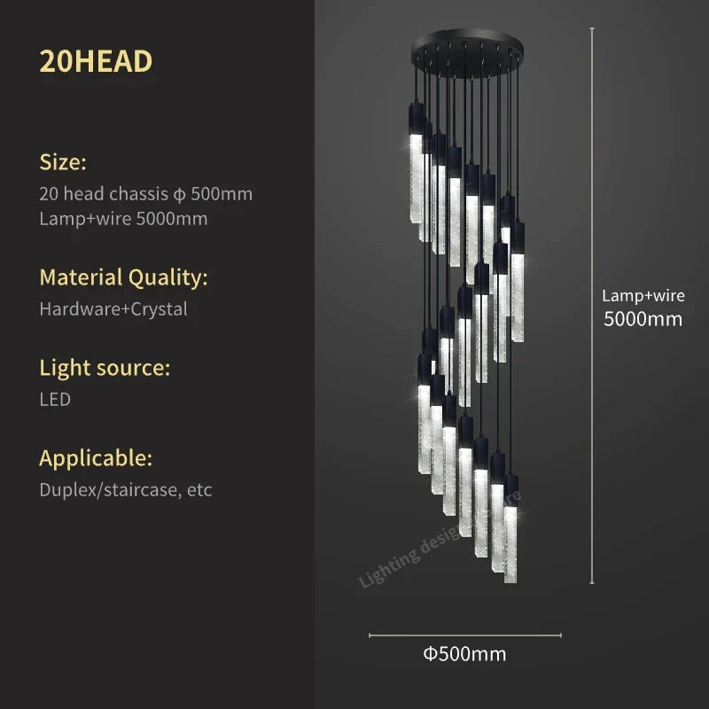 Lámpara colgante tipo araña DecorBites™ Crystal Bubble - Accesorio moderno para escaleras