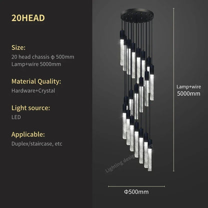 Lámpara colgante tipo araña DecorBites™ Crystal Bubble - Accesorio moderno para escaleras