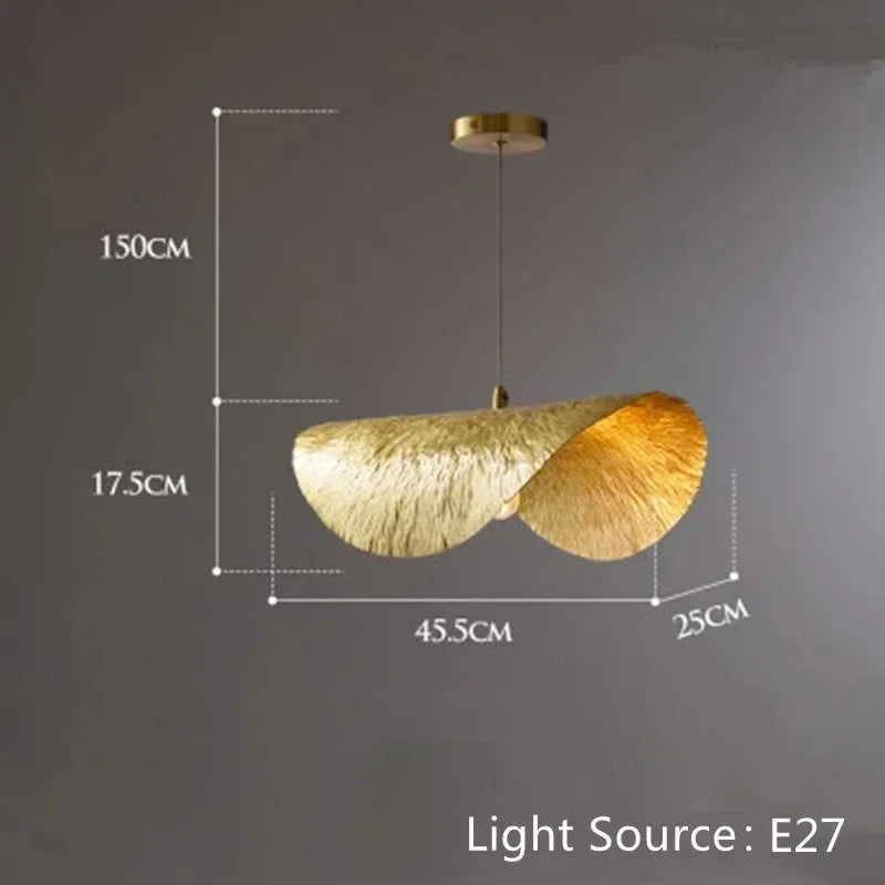DecorBites™ Lotus Leaf Brass Pendant Lamp for Minimalist Living Room and Dining Room