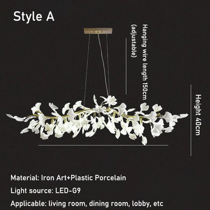 DecorBites™ Luxe Ginkgo Leaves Chandelier Pendant Light for Living Room Bedroom