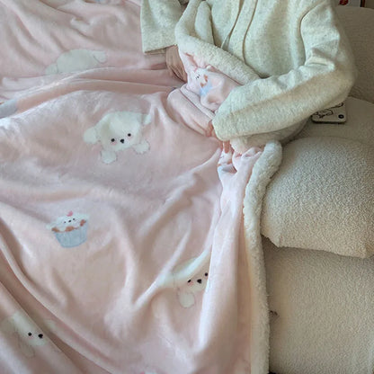 DecorBites™ Korean Cartoon Plush Blanket, Soft Nap Sofa Cover for Home Dormitory