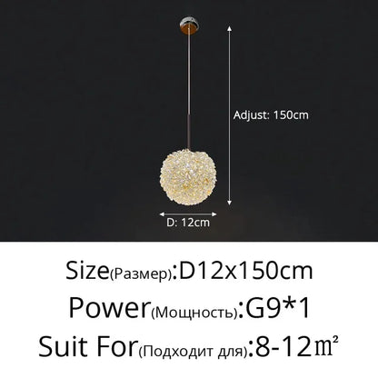 Lámpara colgante de bola de cristal DecorBites™ para dormitorio o bar