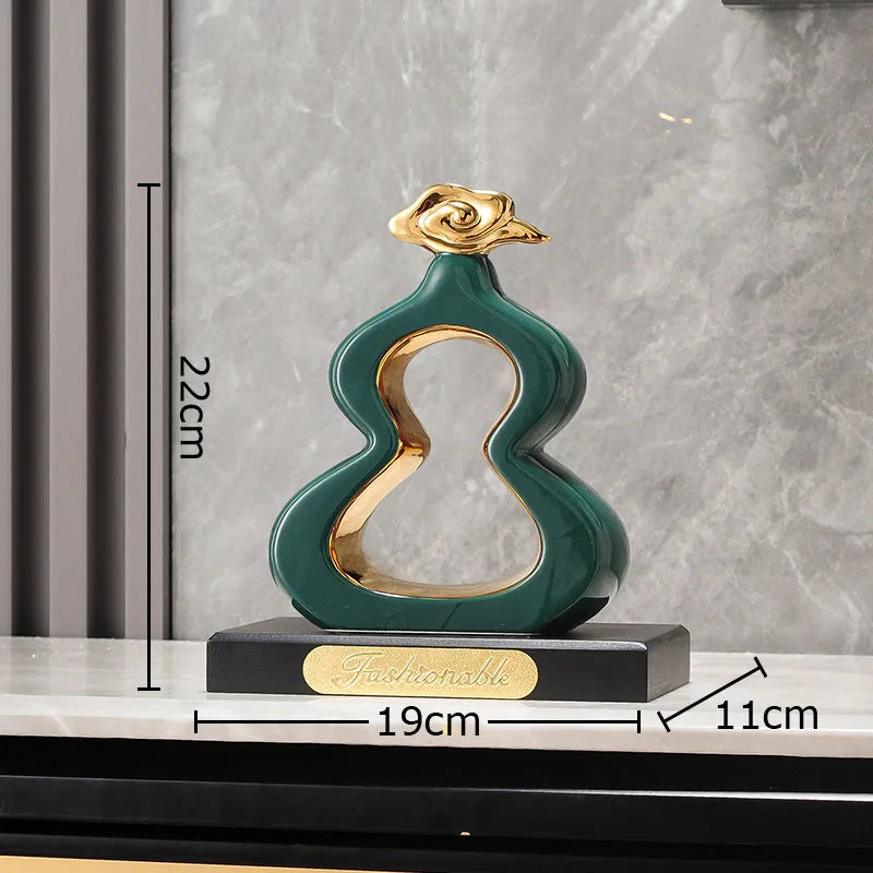 DecorBites™ Gold Gourd Ceramic Sculpture Desk Decor Porcelain Crafts Room Ornaments