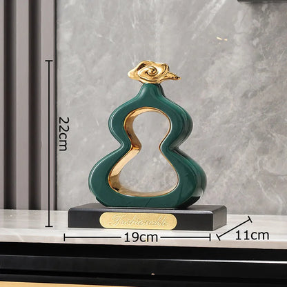 DecorBites™ Gold Gourd Ceramic Sculpture Desk Decor Porcelain Crafts Room Ornaments