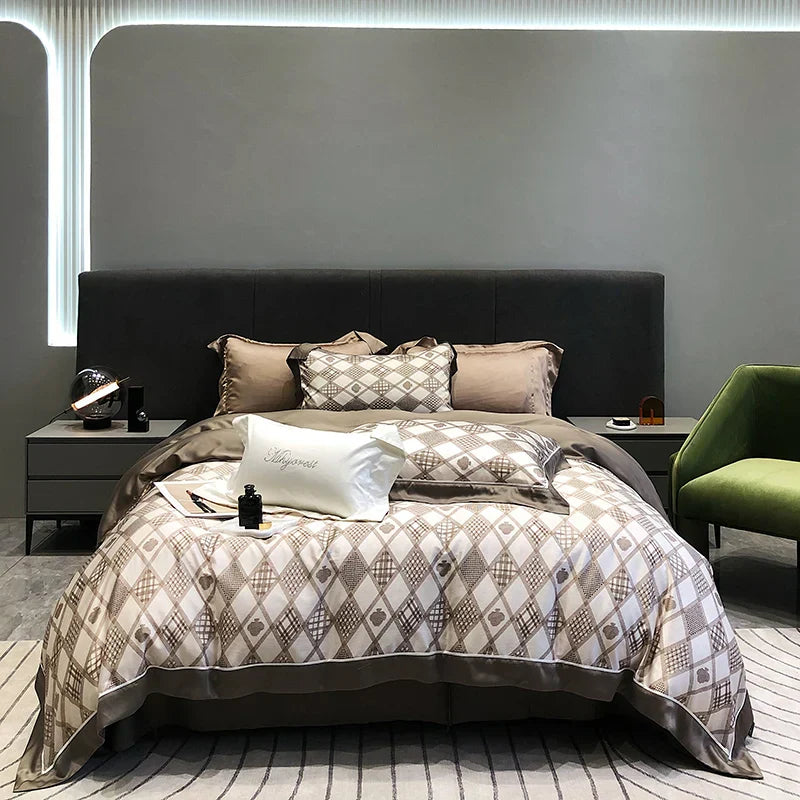 DecorBites™ Eucalyptus Lyocell Flowers Duvet Set with Sheet & Pillowcases