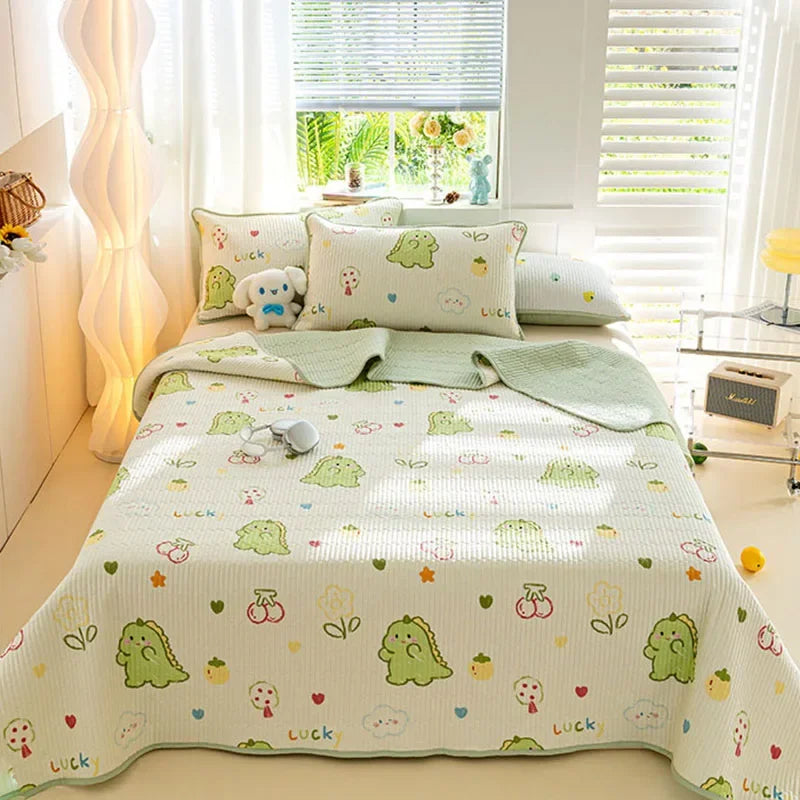 DecorBites™ Cartoon Pattern Cotton Single Mattress Mat: Summer Comfort & Non-Slip Performance