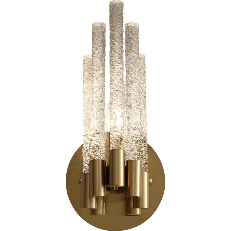 DecorBites™ Gold Metal Glass Wall Sconce, Elegant E14 Bulb Foyer Bedroom Dining Room Lamp