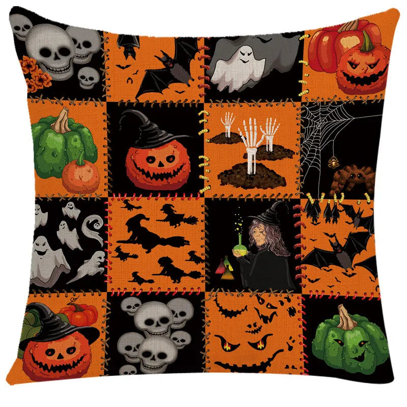 Funda de cojín de lino Decorbites™ de Halloween para la decoración del salón y el sofá - Truco o trato