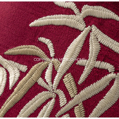 DecorBites™ Bamboo Leaves Embroidery Bolster Pillow Covers - 18x55cm