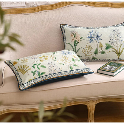 DecorBites™ Botanical Leaf Watercolor Printed Linen Lumbar Pillowcase 30x50cm