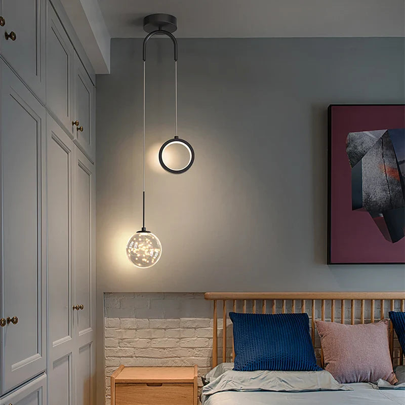 Modern Glass Pendant Light in Black or Gold