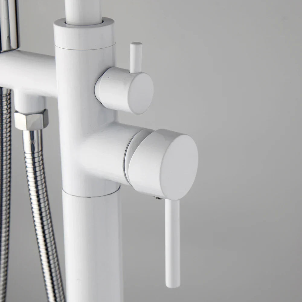 Juego de grifería para bañera DecorBites™ de doble manija con ducha de mano, mezclador de agua fría y caliente para montaje en piso.