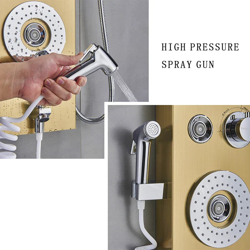 DecorBites™ LED Blue Light Shower System with Temperature Display, Massage Column, Waterfall Rainfall