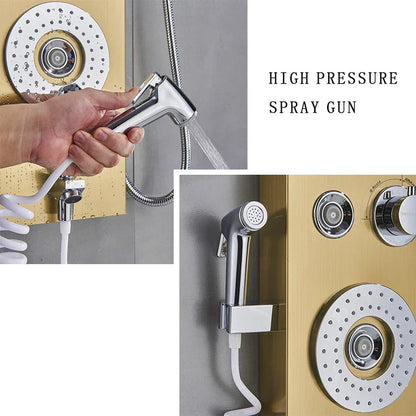 DecorBites™ LED Blue Light Shower System with Temperature Display, Massage Column, Waterfall Rainfall