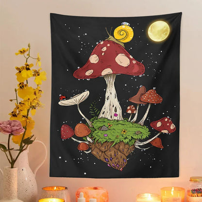 Moon Snail Tapestry Night Sky Wall Hanging by Decobites - Bohemian Home Decor